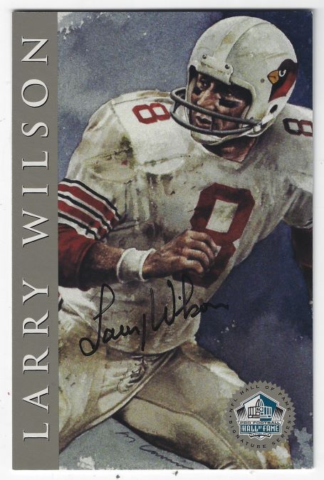 Autographed LARRY WILSON St. Louis Cardinals Ron Mix Hall of Fame Postcard
