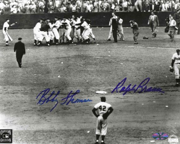 AUTOGRAPHED BOBBY THOMSON New York Giants & RALPH BRANCA Brooklyn Dodgers 8x10 photo