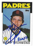 Autographed MARK THURMOND San Diego Padres 1986 Topps Card