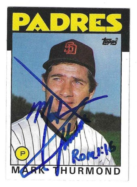Autographed MARK THURMOND San Diego Padres 1986 Topps Card