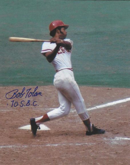 Autographed BOBBY TOLAN "70 SBC" 8X10 Cincinnati Reds Photo