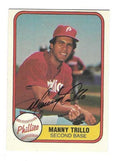 Autographed MANNY TRILLO Philadelphia Phillies 1981 Fleer Card