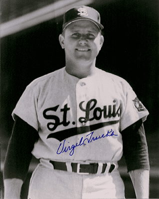 AUTOGRAPHED  VIRGIL TRUCKS  8x10 St. Louis Browns Photo