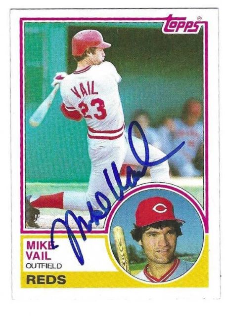 Autographed MIKE VAIL Cincinnati Reds 1983 Topps Card