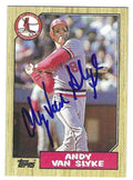 Autographed  ANDY VAN SLYKE St. Louis Cardinals 1987 Topps Card