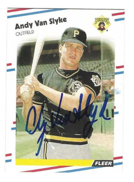 Autographed ANDY VAN SLYKE Pittsburgh Pirates 1988 Fleer Card