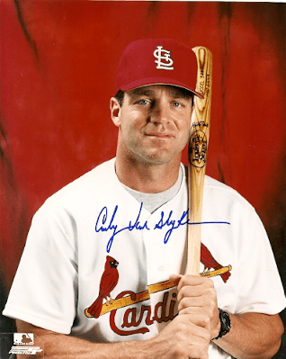AUTOGRAPHED ANDY VAN SLYKE 8x10 St. Louis Cardinals photo