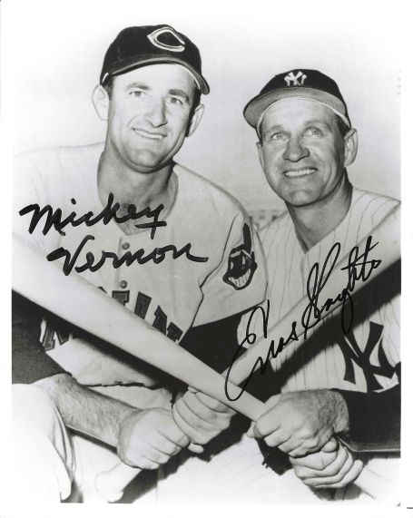 AUTOGRAPHED MICKEY VERNON Cleveland Indians and ENOS SLAUGHTER New York Yankees 8x10 photo