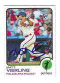 Autographed MATT VIERLING Philadelphia Phillies 2022 Topps Heritage Card #292