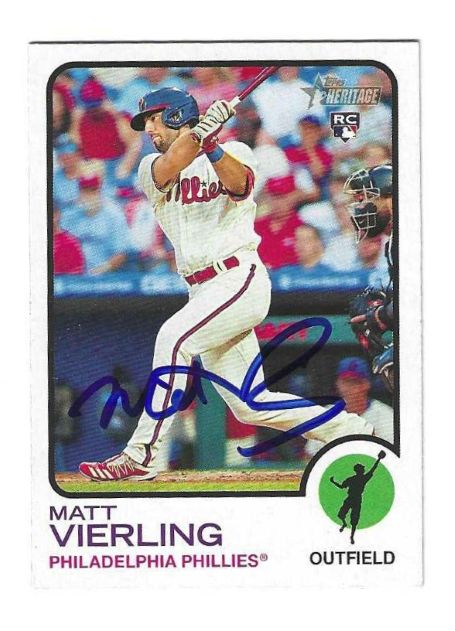 Autographed MATT VIERLING Philadelphia Phillies 2022 Topps Heritage Card #292