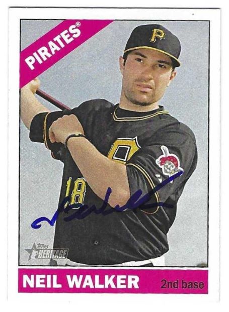 Autographed NEIL WALKER Pittsburgh Pirates 2015 Topps Heritage Card #210