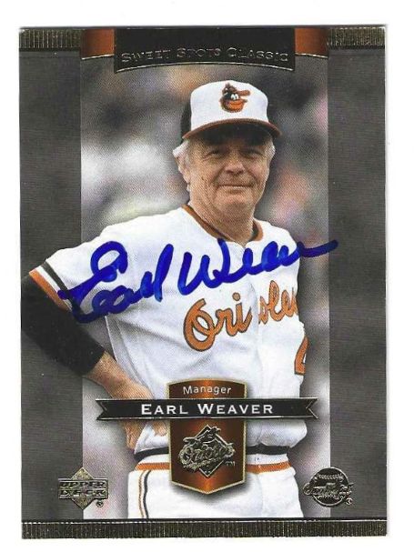 Autographed EARL WEAVER Baltimore Orioles 2003 Upper Deck Sweet Spot Classic Card