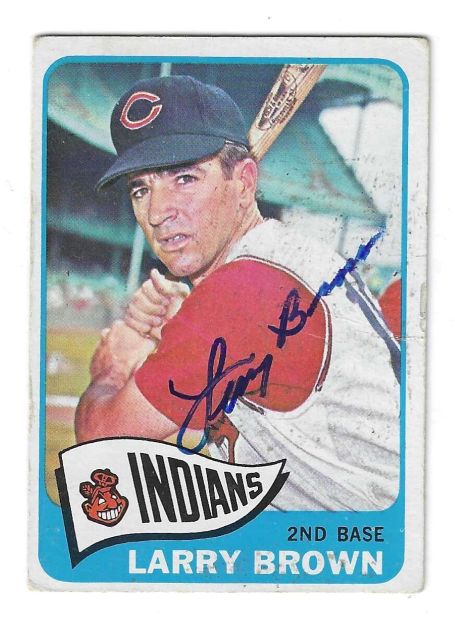 Autographed LARRY BROWN Cleveland Indians 1965 Topps Card