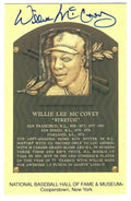 Autographed Willie McCovey Hall of Fame Gold Plaque Postcard