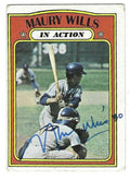 Autographed MAURY WILLS Los Angeles Dodgers 1972 Topps Card