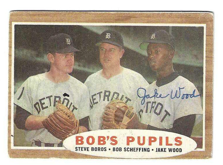 Autographed JAKE WOOD Detroit Tigers 1962 Topps Card