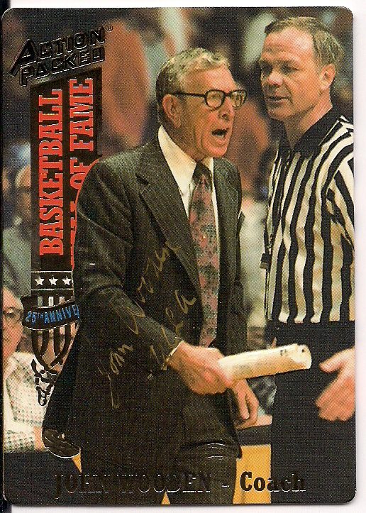 Autographed JOHN WOODEN Action Packed card.