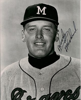 AUTOGRAPHED  WOODY WOODWARD Milwaukee  Braves