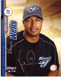 SIGNED photo VERNON WELLS #2 Toronto Blue Jays