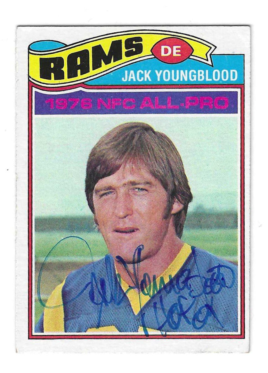 JACK YOUNGBLOOD Los Angeles Rams Autographed 1977 Topps Card