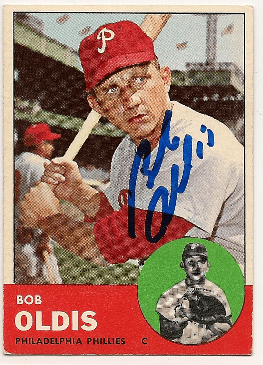 Autographed BOB OLDIS 1963 Topps Card