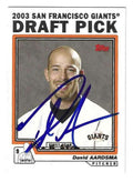 Autographed DAVID AARDSMA San Francisco Giants 2004 Topps Card