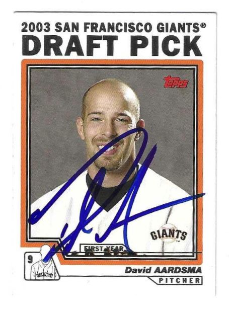 Autographed DAVID AARDSMA San Francisco Giants 2004 Topps Card