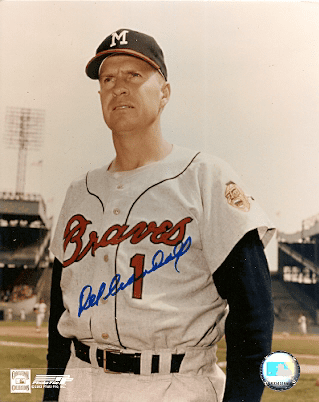 AUTOGRAPHED DEL CRANDALL 8x10 Milwaukee Braves Photo