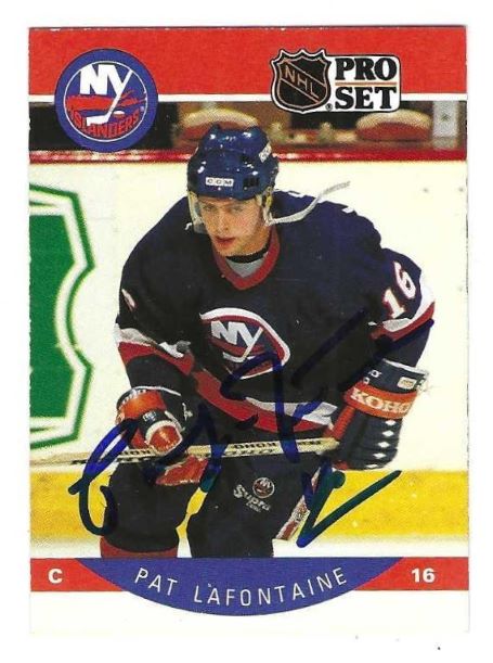 Autographed PAT LAFONTAINE 1990-91 Pro Set New York Islanders Card #186
