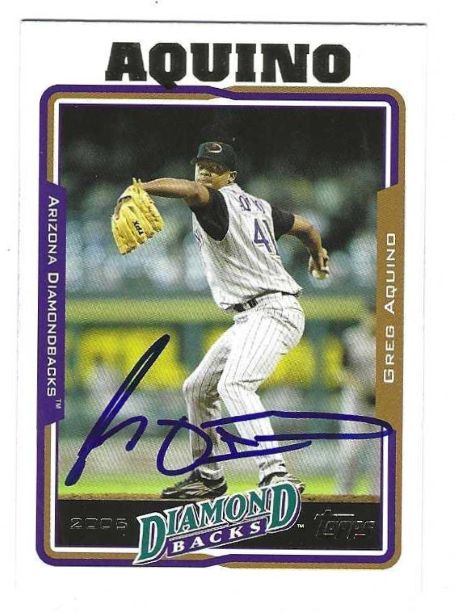 Autographed GREG AQUINO Arizona Diamondbacks 2005 Topps Card