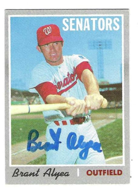 Autographed BRANT ALYEA Washington Senators 1970 Topps Card