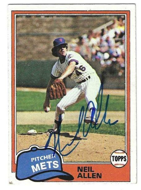 Autographed NEIL ALLEN New York Mets 1981 Topps Card