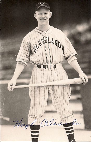 Autographed HUGH ALEXANDER Cleveland Indians BW Rowe Post Card