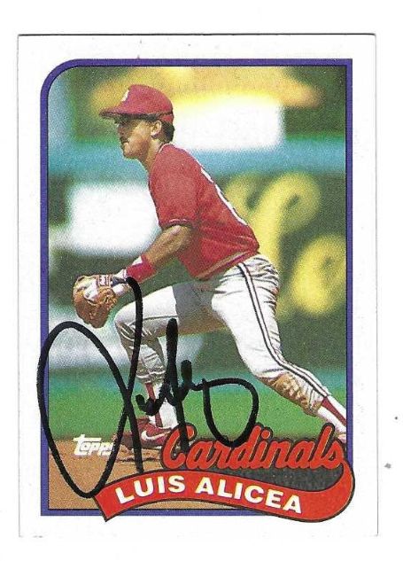 Autographed LUIS ALICEA St. Louis Cardinals 1989 Topps Card