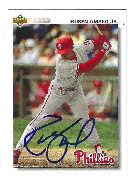 Autographed RUBEN AMARO JR. Philadelphia Phillies 1992 Upper Deck Card