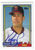 Autographed RUBEN AMARO JR. California Angels 1992 Topps Card