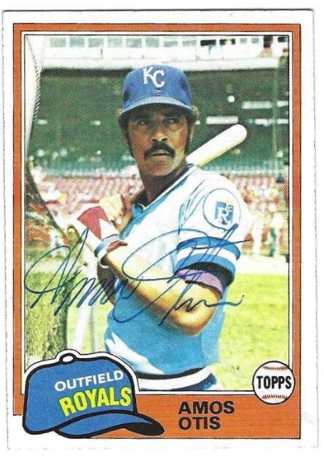 Autographed AMOS OTIS Kansas City Royals 1981 Topps Card