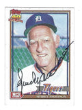 Autographed SPARKY ANDERSON Detroit Tigers 1991 Topps Card