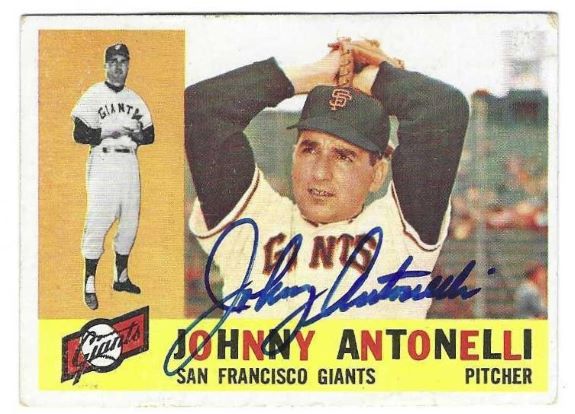 Autographed JOHNNY ANTONELLI San Francisco Giants 1960 Topps Card