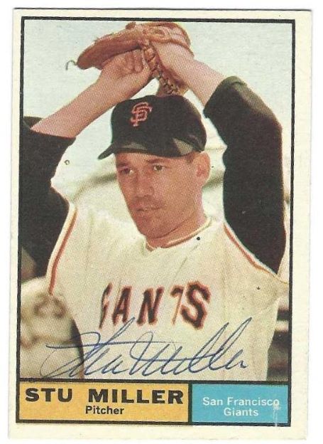 Autographed STU MILLER San Francisco Giants 1961 Topps Card