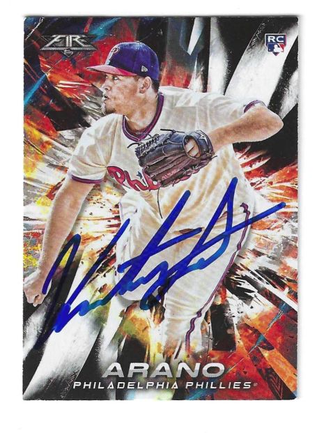Autographed VICTOR ARANO Philadelphia Phillies 2018 Topps Fire Card