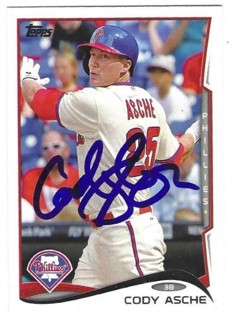 Autographed CODY ASCHE Philadelphia Phillies 2014 Topps Card