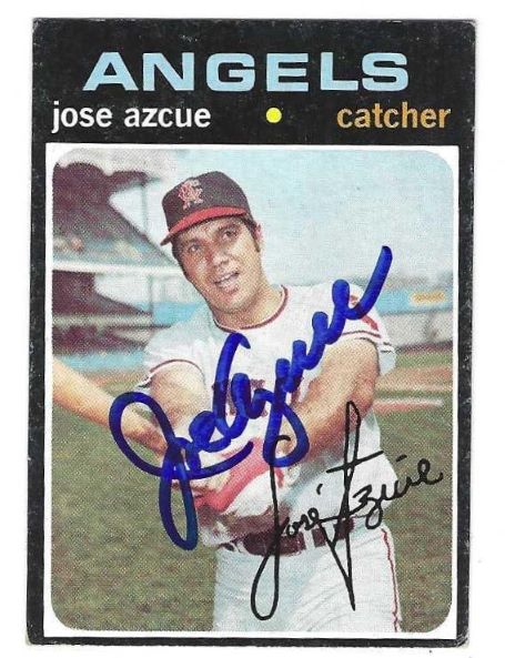 Autographed JOSE AZCUE California Angels 1971 Topps Card