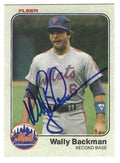 Autographed WALLY BACKMAN New York Mets 1983 Fleer Baseball Card