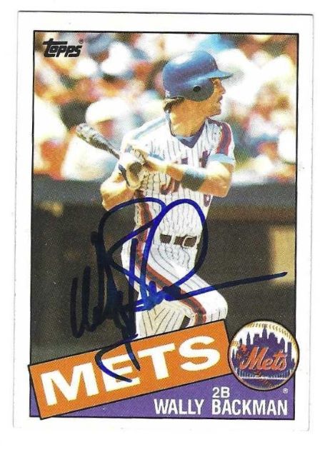 Autographed WALLY BACKMAN New York Mets 1985 Topps Baseball Card