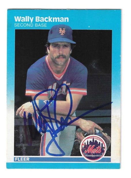 Autographed WALLY BACKMAN New York Mets 1987 Fleer Baseball Card