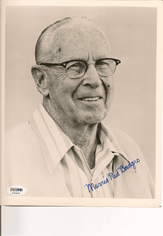Autographed   MORRIS RED BADGRO  HOF New York Giants photo