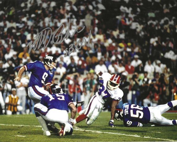 AUTOGRAPHED MATT BAHR "SB XXV" 8X10 photo New York Giants