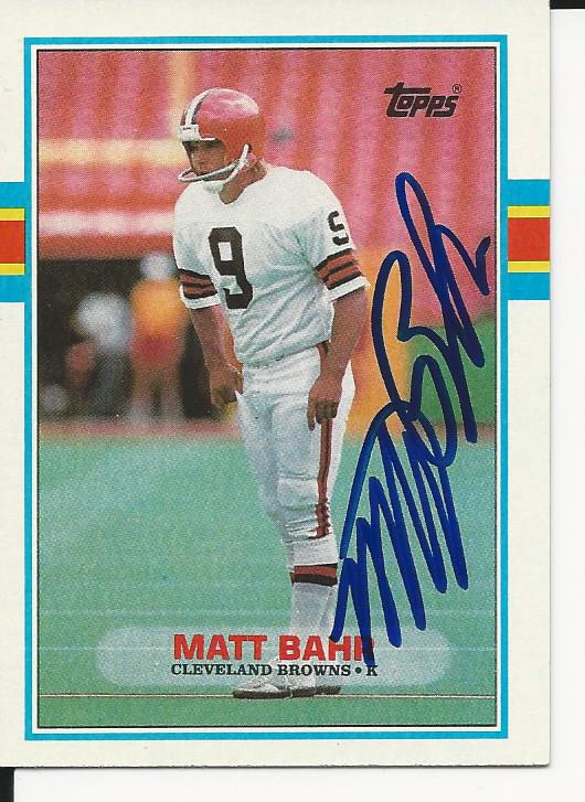 Autographed 1989 Topps Matt Bahr Football card