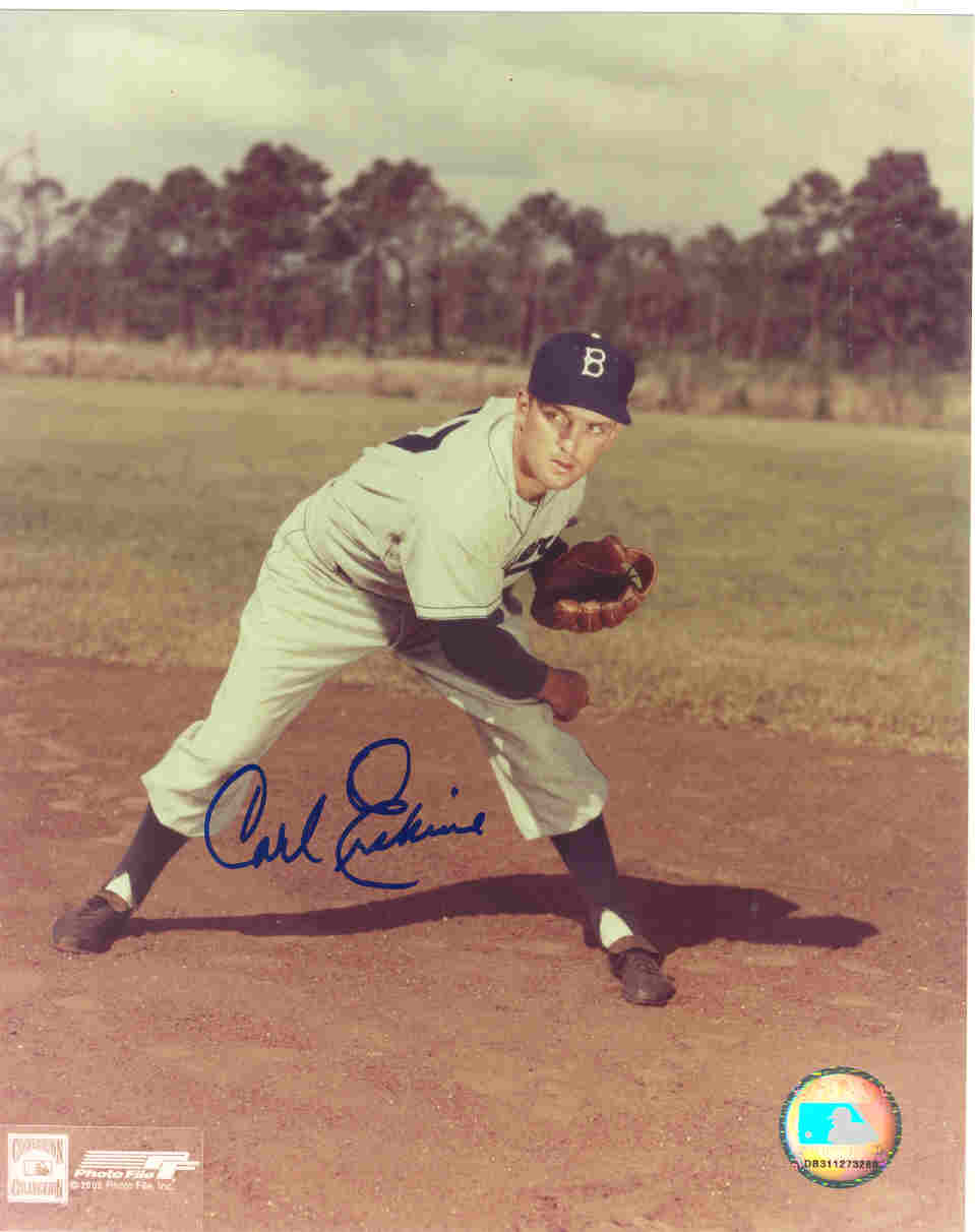 AUTOGRAPHED CARL ERSKINE 8X10 Brooklyn Dodgers Photo